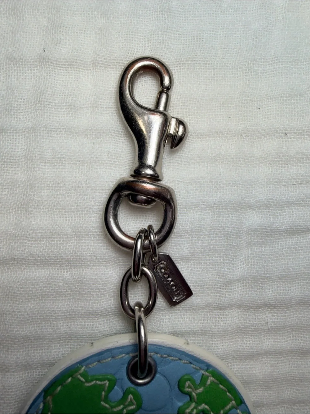Coach Earth Globe Leather Keychain